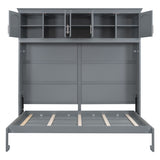 Full Size Murphy Bed Wall Bed with Top Cabinets,Gray - V.I.P Digital Presence