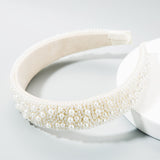 Trend Light Luxury Pearl Headband Hair Accessories Bride Retro Headwear Hand-Sewn Sponge Wide-Brimmed Headband - V.I.P Digital Presence