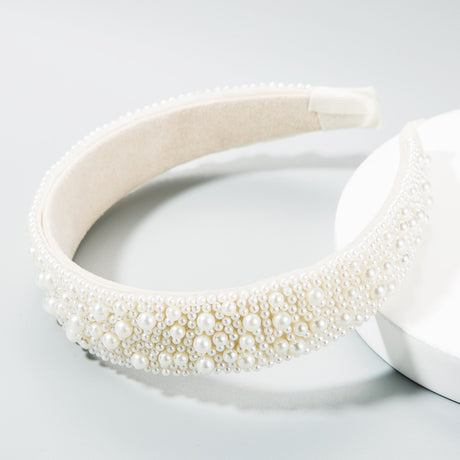 Trend Light Luxury Pearl Headband Hair Accessories Bride Retro Headwear Hand-Sewn Sponge Wide-Brimmed Headband - V.I.P Digital Presence