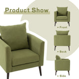 Barrel Chair, modern style chair, fabric armchair, club chair, solid wood leg cushion armchair, olive green waist pillow - V.I.P Digital Presence