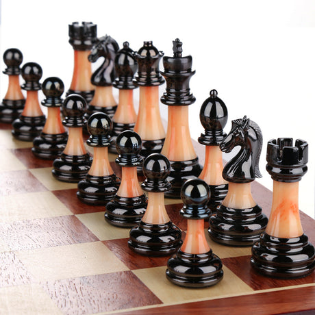 Solid wood folding chessboard imitation jade chess pieces Western chess retro European ornaments - V.I.P Digital Presence