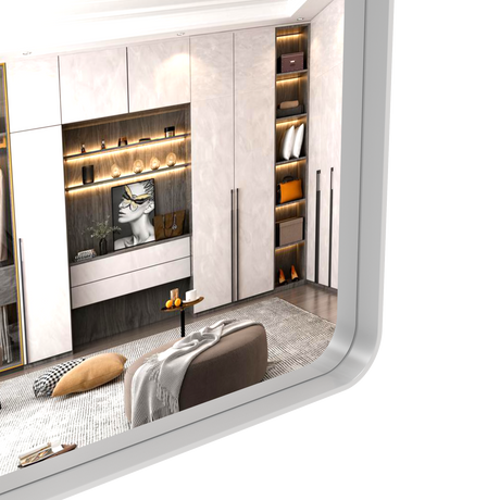 Large bathroom mirror with movable tray wall mounted mirror, vertically and horizontally suspended aluminum frame wall mounted m - V.I.P Digital Presence