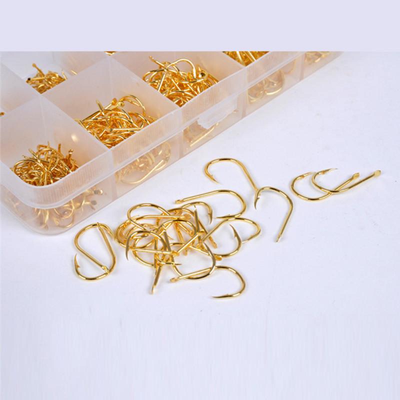 LEO 500pcs/box Multiple Sizes Golden Fishing Hooks Anti-corrosion Flat Head Barbed - V.I.P Digital Presence