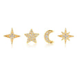 S925 Small Ins 4 Piece Set Star Octagonal Star Four Point Star Moon Earring Set - V.I.P Digital Presence
