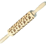 Wooden Rolling Pin Beech Wood Laser Engraved Printing Rolling Pin Christmas Flip Sugar Cookie Pressing Stick - V.I.P Digital Presence