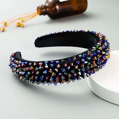 New Baroque Headband Feminine Color Hand-Stitched Glass Bead Headband Thin Sponge Headband - V.I.P Digital Presence