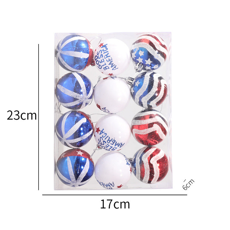 American Independence Day Christmas Plastic Balls Christmas Tree Decoration Hand drawn Ball Set - V.I.P Digital Presence