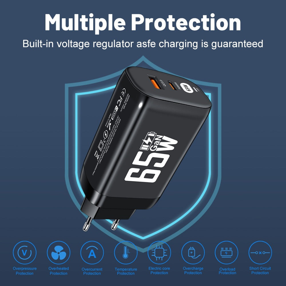 Computer laptop adapter GaN GaN PD65W fast charging head QC3.0 charger - V.I.P Digital Presence