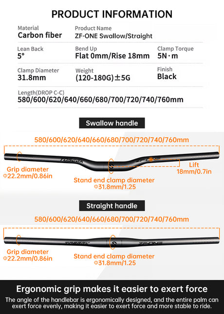 TOSEEK Carbon Fiber MTB Handlebar, 31.8mm, One-piece, Swallow-shaped - Ideal for Mountain Bikes - V.I.P Digital Presence
