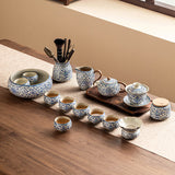Kung Fu tea set blue and white lotus tea pot fair cup tea can ceramic lid bowl - V.I.P Digital Presence