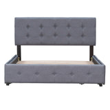 Upholstered Platform Bed with Classic Headboard and 4 Drawers No Box Spring Needed Linen Fabric Queen Size Dark gray - V.I.P Digital Presence
