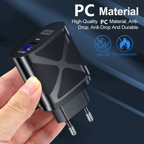 LED luminous PD20W+QC3.0 4A mobile phone charger fast charging dual port fast charging head - V.I.P Digital Presence