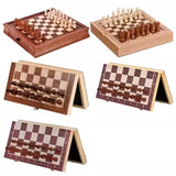 Juego de caja de ajedrez magnética con tablero de ajedrez empalmado de chapa de madera maciza estilo cajón