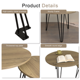 27.56'' Round Nesting Coffee Table Set of 2, Circular Nesting End Table Set  Sturdy Metal Base for Living Room, bedroom, Brown - V.I.P Digital Presence