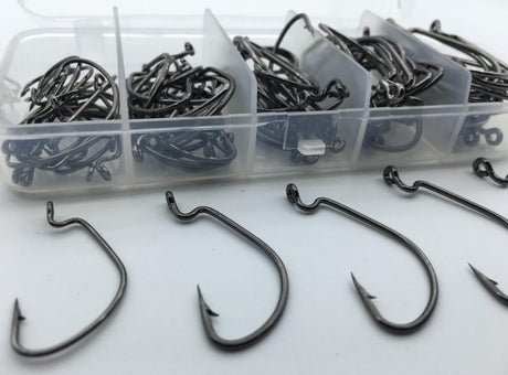 Rompin 100pcs/box High carbon Steel Fishing Hooks Crank Lead Sharp worm  2# 1# 1/0# 2/0# 3/0# mix size - V.I.P Digital Presence