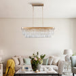 Chandeliers,Rectangular Crystal Chandelier Adjustable,E12 Modern Industrial Crystal Lights (Bulb Not Included) - V.I.P Digital Presence
