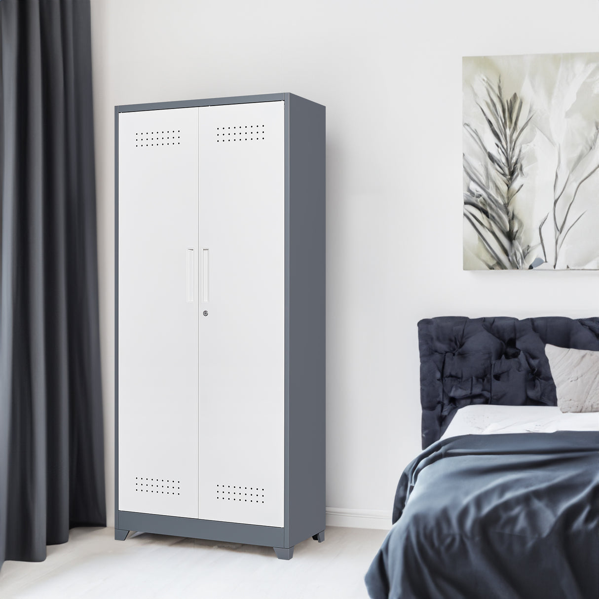 Metal storage cabinets, lockable cleaning tool cabinets, high broom tool organizers, and large storage cabinets in storage store - V.I.P Digital Presence