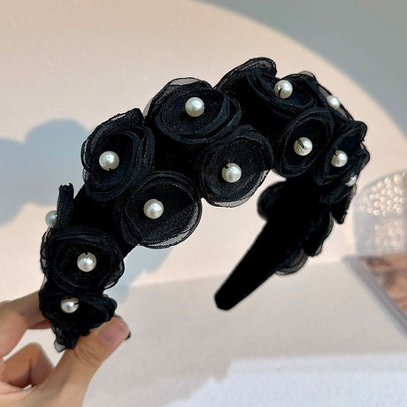Fashionable fabric pearl flower headband - V.I.P Digital Presence