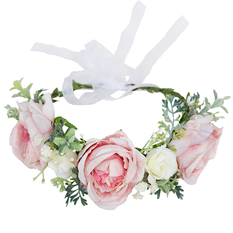 Korean style flower garland headwear fresh large peony flower crown runway dance party headband vacation countryside headband - V.I.P Digital Presence