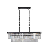 Chandeliers,Rectangular Crystal Chandelier Adjustable,E12 Modern Industrial Crystal Lights (Bulb Not Included) - V.I.P Digital Presence