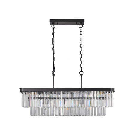 Chandeliers,Rectangular Crystal Chandelier Adjustable,E12 Modern Industrial Crystal Lights (Bulb Not Included) - V.I.P Digital Presence