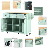 Kitchen trolley, cabinet door internal storage rack with storage cabinet and 3 dining room drawers, mint green - V.I.P Digital Presence