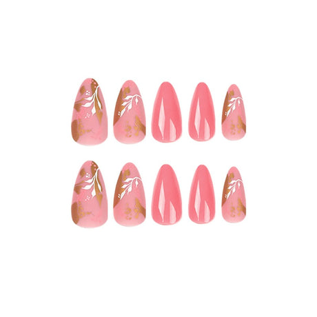 Manicure Wearable Nails Pink Nails Dot Ink Gold Foil Nail Art Stickers White Flower Nail Stickers Removable Nail - V.I.P Digital Presence