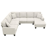 [VIDEO provided] [New] 108*85.5" Modern U Shape Sectional Sofa 7 Seat Fabric Sectional Sofa Set - V.I.P Digital Presence