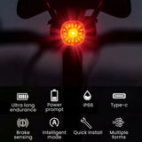 Bicycle Smart Brake Tail Light MTB Road Bike Auto Brake Sensing Light SB Rechargeable IPX6 Waterproof LED Warning Rear Lamp - V.I.P Digital Presence