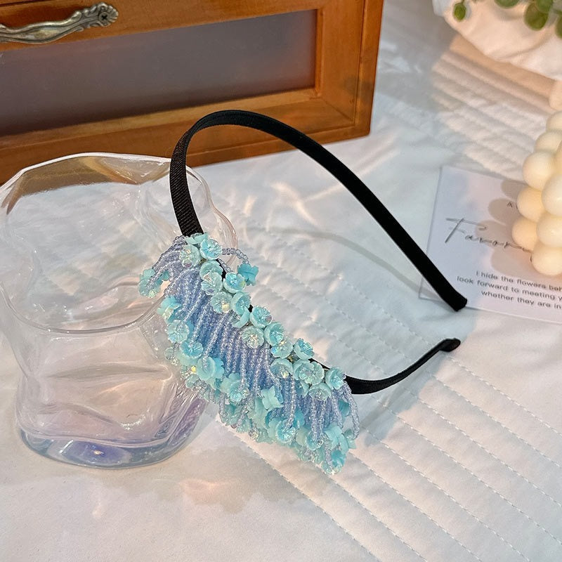 Handmade rice bead tassel flower side hair hoop for women - V.I.P Digital Presence