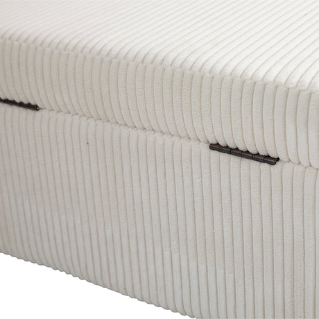 COOLMOR storage Ottoman chair with safety hinge and soft cushion fabric storage Ottoman stool (beige) - V.I.P Digital Presence