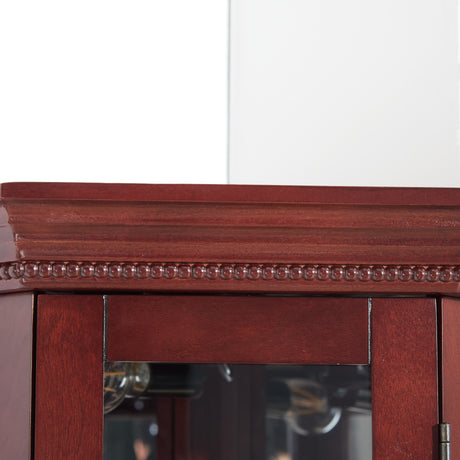Corner Curio cabinet with lights, adjustable tempered glass frame, display cabinet, cherry color (excluding E26 light bulbs) - V.I.P Digital Presence