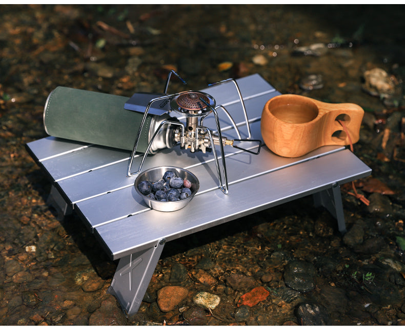 Mesa de picnic plegable, ligera, portátil y ultraligera, de aluminio, para acampar y hacer senderismo al aire libre.