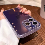 Sparkling pink border phone case transparent and suitable for Apple 14proMax creative mirror 13 glass protective case - V.I.P Digital Presence