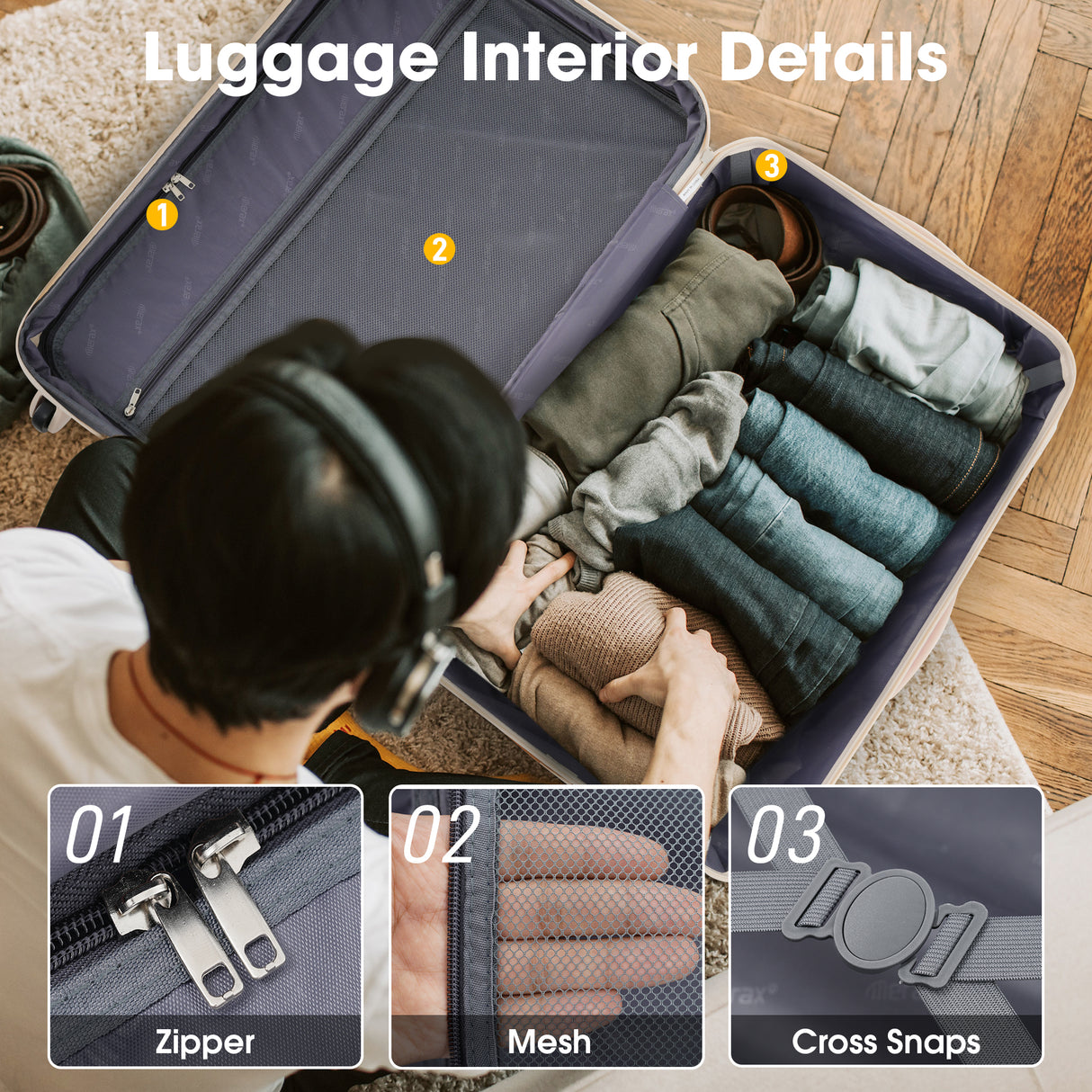 Light Green 3 Piece Luggage Set Hardside Spinner Suitcase with TSA Lock 20" 24' 28" Available
