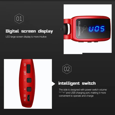 Wireless Guitar System Rechargeable Upgrated LED Screen15 Channels UHF Wireless Guitar Transmitter Receiver Guitar Accessories - V.I.P Digital Presence