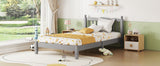 Twin Bed with Column-Decoration Headboard, with Bed Slats,Grey - V.I.P Digital Presence