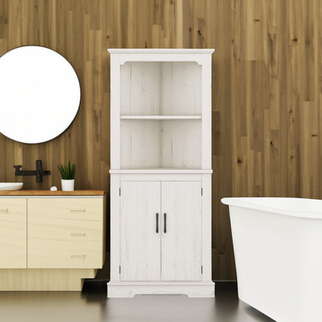 Tall Corner Cabinet with Doors for living room, bathroom,Dining Room or Kitchen,color:Wood grain beige - V.I.P Digital Presence