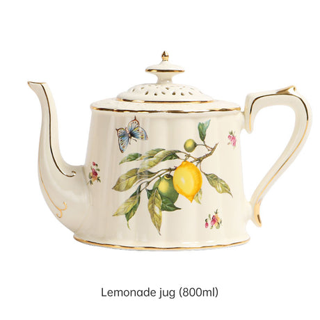 European - style Elegant Lemon Espresso Cups Set: Includes Tea Cups, Saucers, Ceramic Mugs, and a Dessert Plate - V.I.P Digital Presence