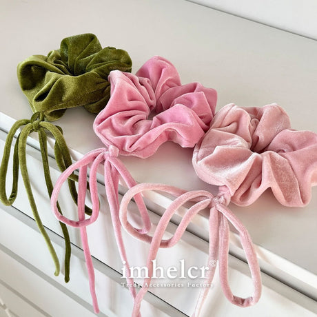 Vintage Velvet Long Ribbon Bow Large Intestine Hair Loop Head Rope Female - V.I.P Digital Presence