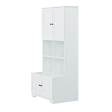 Bathroom storage cabinet, 4-door independent cabinet, adjustable shelf, open multi-layer shelf, white - V.I.P Digital Presence