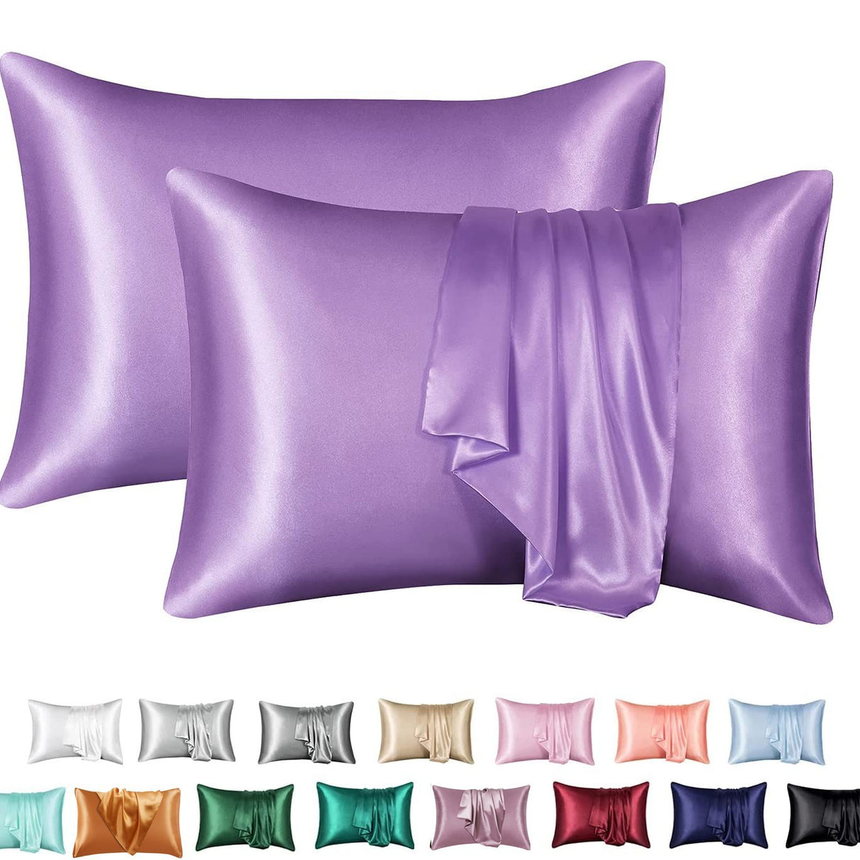 Simulation silk solid color polyester pillowcase envelope pillow pillow cases pillow pair multi-color - V.I.P Digital Presence