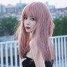 Wig Female Long Hair Full Head Set Type Net Red Long Straight Hair Air Bangs Pink Wig Set Fashion Wig - V.I.P Digital Presence