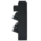 ONTREND modern shoe cabinet with 4 flipped drawers, multifunctional double-layer shoe storage with drawers, black. - V.I.P Digital Presence