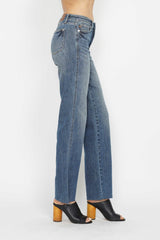 Blue Full Size Tummy Control Straight Leg Jeans.