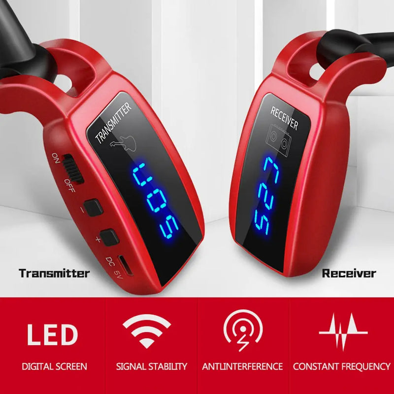 Wireless Guitar System Rechargeable Upgrated LED Screen15 Channels UHF Wireless Guitar Transmitter Receiver Guitar Accessories - V.I.P Digital Presence