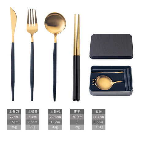 304 stainless steel portable tableware steak knife fork spoon chopsticks detachable folding tableware set - V.I.P Digital Presence