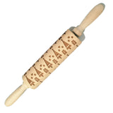 Wooden Rolling Pin Beech Wood Laser Engraved Printing Rolling Pin Christmas Flip Sugar Cookie Pressing Stick - V.I.P Digital Presence