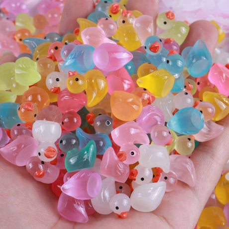 Resin luminous cartoon three-dimensional cute cartoon duck DIY car ornament keychain micro landscape hair clip decoration - V.I.P Digital Presence