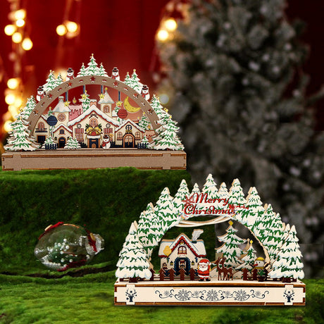 Christmas Wooden Decorations Christmas Village Shopping Mall Window Display Creative Handmade DIY Christmas Gifts - V.I.P Digital Presence